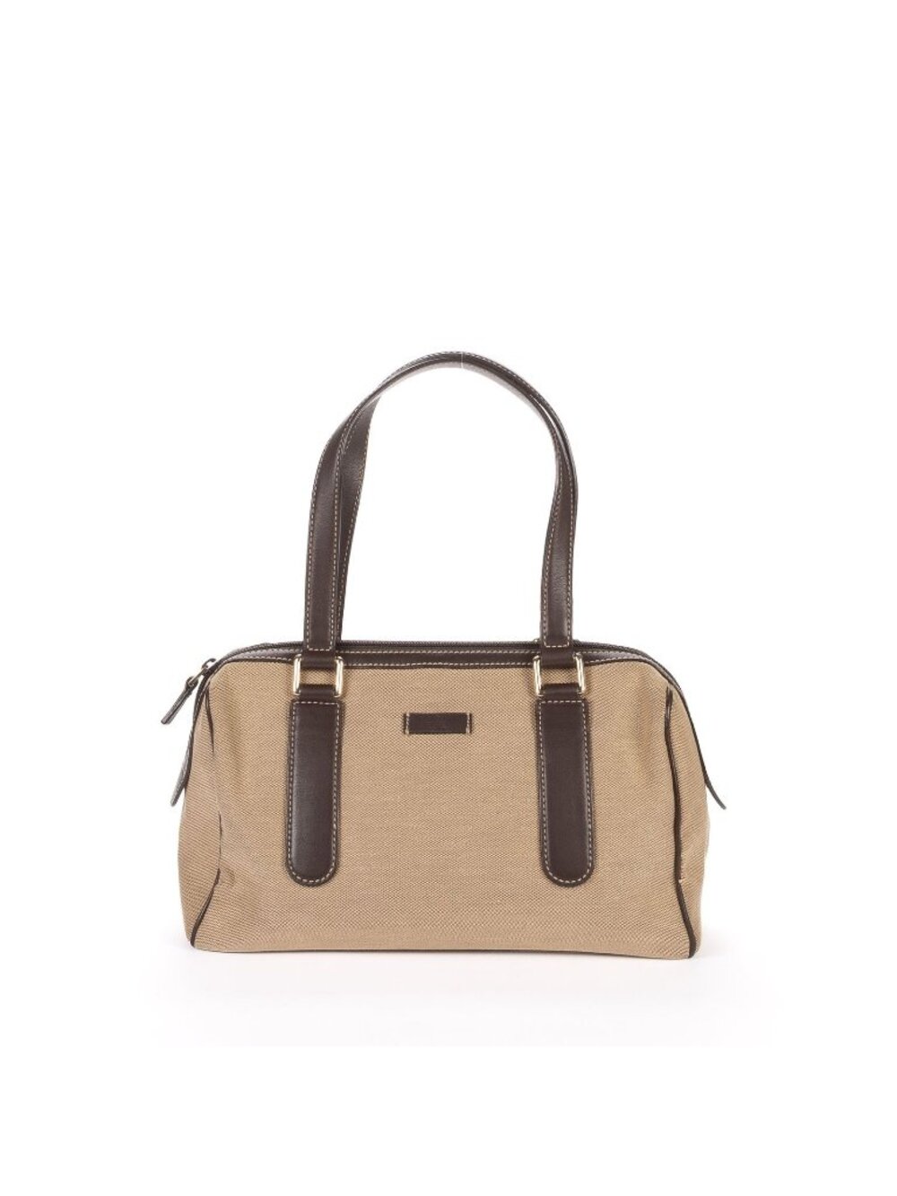 Gucci Bauletto Bag Beige Dark Brown Canvas